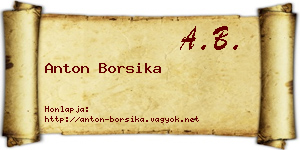 Anton Borsika névjegykártya